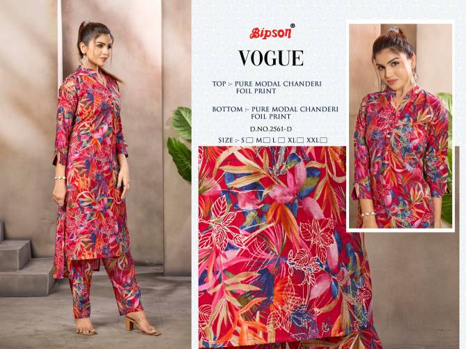 Bipson Vogue 2561 Modal Foil Printed Cord Set Kurti With Bottom Wholesale Market In Surat
